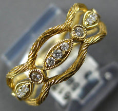 ESTATE .14CT DIAMOND 18KT YELLOW GOLD MULTI LEAF OPEN FILIGREE ANNIVERSARY RING