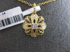 ESTATE .14CT DIAMOND 14K 2 TONE GOLD 3D CLASSIC FILIGREE FLOWER FLOATING PENDANT
