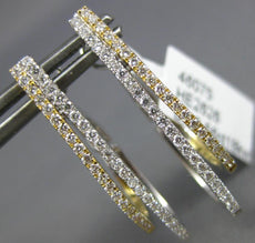 ESTATE .56CT DIAMOND 18K 2 TONE GOLD 2 ROW DOUBLE OVAL CLIP ON HANGING EARRINGS