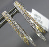 ESTATE .56CT DIAMOND 18K 2 TONE GOLD 2 ROW DOUBLE OVAL CLIP ON HANGING EARRINGS