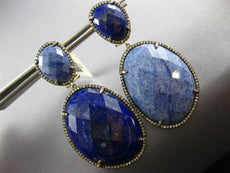 101.11CT MOCHA DIAMOND & AAA SODALITE 14KT WHITE GOLD 3D OVAL HANGING EARRINGS