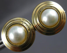 ESTATE AAA SOUTH SEA PEARL 14KT YELLOW GOLD BEZEL CIRCULAR STUD EARRINGS #27161