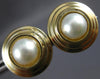 ESTATE AAA SOUTH SEA PEARL 14KT YELLOW GOLD BEZEL CIRCULAR STUD EARRINGS #27161