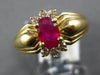 ESTATE .77CT DIAMOND & AAA RUBY 14KT YELLOW GOLD 3D OVAL & ROUND FLOWER FUN RING