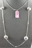 ESTATE LONG 0.35CT DIAMOND 14KT WHITE GOLD MULTI BEAD BY THE YARD FUN NECKLACE