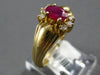 ESTATE .77CT DIAMOND & AAA RUBY 14KT YELLOW GOLD 3D OVAL & ROUND FLOWER FUN RING