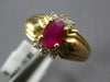 ESTATE .77CT DIAMOND & AAA RUBY 14KT YELLOW GOLD 3D OVAL & ROUND FLOWER FUN RING