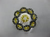 2.22CT WHITE BLACK & FANCY YELLOW DIAMOND 18KT WHITE GOLD FLOWER INFINITY RING