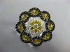 2.22CT WHITE BLACK & FANCY YELLOW DIAMOND 18KT WHITE GOLD FLOWER INFINITY RING