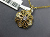 ESTATE .14CT DIAMOND 14K 2 TONE GOLD 3D CLASSIC FILIGREE FLOWER FLOATING PENDANT
