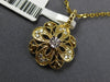 ESTATE .14CT DIAMOND 14K 2 TONE GOLD 3D CLASSIC FILIGREE FLOWER FLOATING PENDANT
