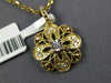 ESTATE .14CT DIAMOND 14K 2 TONE GOLD 3D CLASSIC FILIGREE FLOWER FLOATING PENDANT