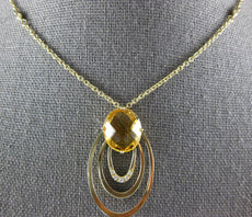 .14CT DIAMOND & AAA CITRINE 14KT YELLOW GOLD MULTI OVAL BY THE YARD FUN NECKLACE