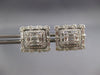 LARGE 1.49CT DIAMOND 18KT WHITE GOLD 3D ROUND & BAGUETTE INVISIBLE STUD EARRINGS