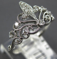 ESTATE .12CT DIAMOND 14KT WHITE GOLD 3D FILIGREE CROWN QUEEN RING