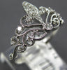 ESTATE .12CT DIAMOND 14KT WHITE GOLD 3D FILIGREE CROWN QUEEN RING