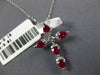 1CT DIAMOND & AAA RUBY 18KT WHITE GOLD ROUND & PEAR SHAPE CROSS FLOATING PENDANT