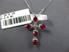 1CT DIAMOND & AAA RUBY 18KT WHITE GOLD ROUND & PEAR SHAPE CROSS FLOATING PENDANT
