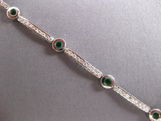 2.30CT DIAMOND & AAA EMERALD 14KT WHITE GOLD 3D ROUND BEZEL LOVE TENNIS BRACELET