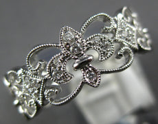 ESTATE .16CT DIAMOND 18KT WHITE GOLD FILIGREE FLEUR DE LIS ETERNITY HEART RING