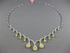 LARGE 5.28CT WHITE & CANARY DIAMOND 18KT 2 TONE GOLD PEAR SHAPE TENNIS NECKLACE