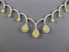 LARGE 5.28CT WHITE & CANARY DIAMOND 18KT 2 TONE GOLD PEAR SHAPE TENNIS NECKLACE