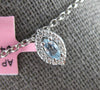 .16CT DIAMOND & AAA AQUAMARINE 14K WHITE GOLD MARQUISE SHAPE HALO LEAF PENDANT