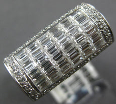 WIDE 1.85CT DIAMOND 18KT WHITE GOLD 3D ROUND & BAGUETTE INVISIBLE SEMI DOME RING