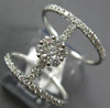 ESTATE LARGE .71CT DIAMOND 18KT WHITE GOLD 3D DOUBLE BAR FLOWER LOVE RING