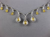 LARGE 5.28CT WHITE & CANARY DIAMOND 18KT 2 TONE GOLD PEAR SHAPE TENNIS NECKLACE