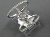 ESTATE LARGE .71CT DIAMOND 18KT WHITE GOLD 3D DOUBLE BAR FLOWER LOVE RING