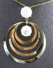 ESTATE LARGE AAA MOTHER OF PEARL 18K YELLOW GOLD MULTI CIRCULAR FLOATING PENDANT