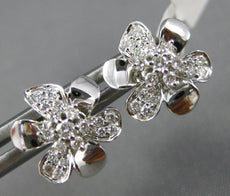 ESTATE .27CT DIAMOND 18KT WHITE GOLD 3D CLASSIC FLOWER ROSE STUD EARRINGS