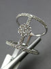 ESTATE LARGE .71CT DIAMOND 18KT WHITE GOLD 3D DOUBLE BAR FLOWER LOVE RING