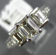 1.58CT DIAMOND 14KT WHITE GOLD BAGUETTE & PRINCESS 3 STONE ENGAGEMENT RING #2884