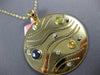 2.51CT DIAMOND & AAA MULTI COLOR SAPPHIRE 14KT YELLOW GOLD 3D MULTI WAVE PENDANT