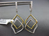 ESTATE .42CT DIAMOND 18KT 2 TONE GOLD 3D DOUBLE LEAF CLASSIC HANGING EARRINGS