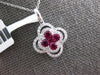 .84CT DIAMOND & AAA RUBY 18KT WHITE GOLD INVISIBLE DOUBLE 4 LEAF CLOVER PENDANT