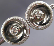 ESTATE LARGE .52CT DIAMOND 18KT WHITE GOLD 3D CLASSIC ROUND BUTTON STUD EARRINGS