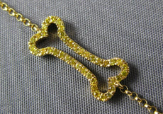 ESTATE .12CT FANCY YELLOW DIAMOND 18KT YELLOW GOLD 3D DOG BONE FUN BRACELET