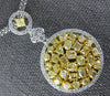LARGE 4.28CT WHITE & CANARY DIAMOND 18KT 2 TONE GOLD 3D CIRCULAR FLOWER NECKLACE