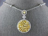 LARGE 4.28CT WHITE & CANARY DIAMOND 18KT 2 TONE GOLD 3D CIRCULAR FLOWER NECKLACE