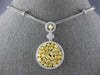 LARGE 4.28CT WHITE & CANARY DIAMOND 18KT 2 TONE GOLD 3D CIRCULAR FLOWER NECKLACE