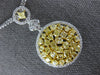 LARGE 4.28CT WHITE & CANARY DIAMOND 18KT 2 TONE GOLD 3D CIRCULAR FLOWER NECKLACE
