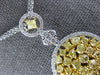 LARGE 4.28CT WHITE & CANARY DIAMOND 18KT 2 TONE GOLD 3D CIRCULAR FLOWER NECKLACE