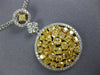 LARGE 4.28CT WHITE & CANARY DIAMOND 18KT 2 TONE GOLD 3D CIRCULAR FLOWER NECKLACE