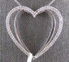 EXTRA LARGE .62CT DIAMOND 14K WHITE GOLD OPEN DOUBLE HEART LOVE FLOATING PENDANT