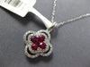 .84CT DIAMOND & AAA RUBY 18KT WHITE GOLD INVISIBLE DOUBLE 4 LEAF CLOVER PENDANT