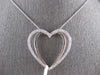 EXTRA LARGE .62CT DIAMOND 14K WHITE GOLD OPEN DOUBLE HEART LOVE FLOATING PENDANT