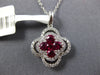 .84CT DIAMOND & AAA RUBY 18KT WHITE GOLD INVISIBLE DOUBLE 4 LEAF CLOVER PENDANT